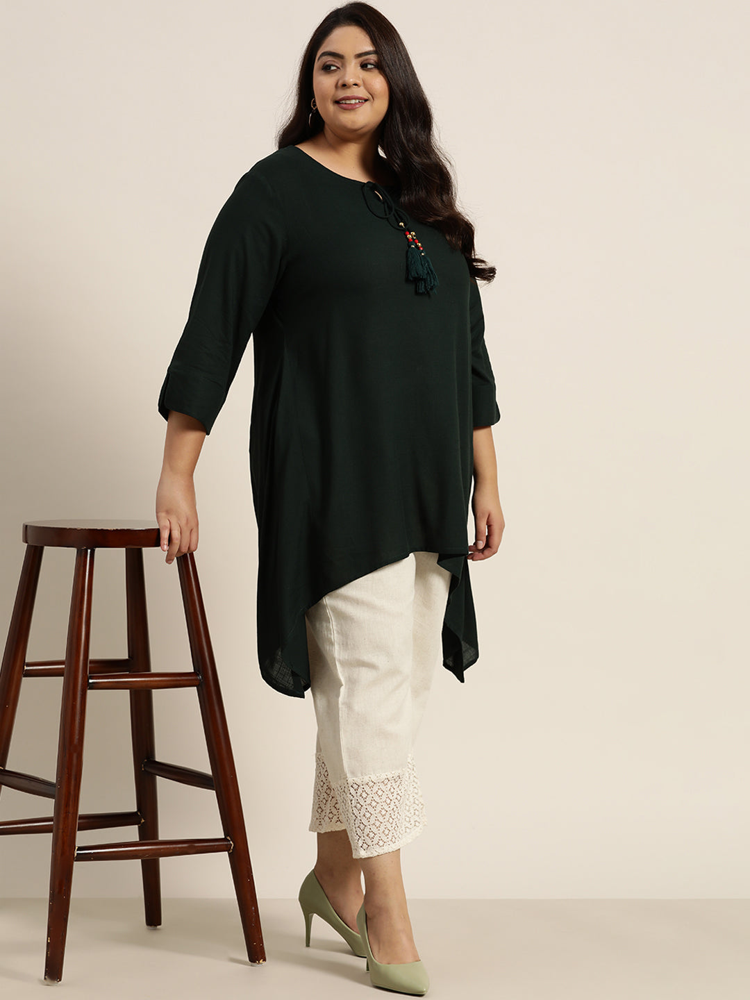 Juniper Women Natural Cotton Flex Solid Wide Leg Palazzo