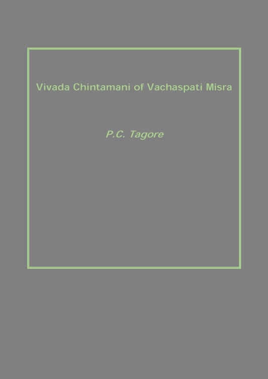 Vivada Chintamani of Vachaspati Misra - Gyan Books 