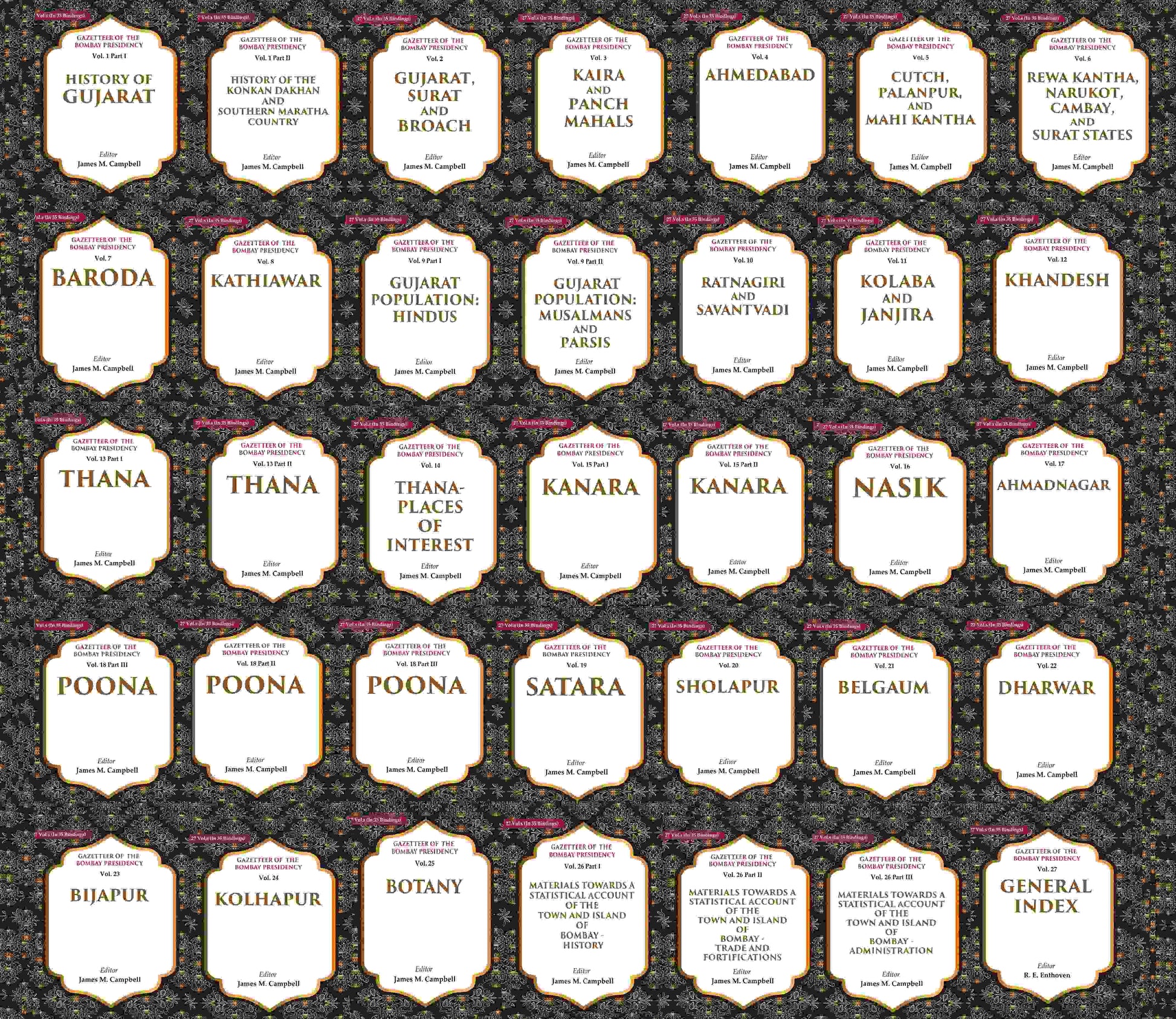 Gazetteer Of The Bombay Presidency 27 Vols. Set in 35 Binding - Gyan Books 