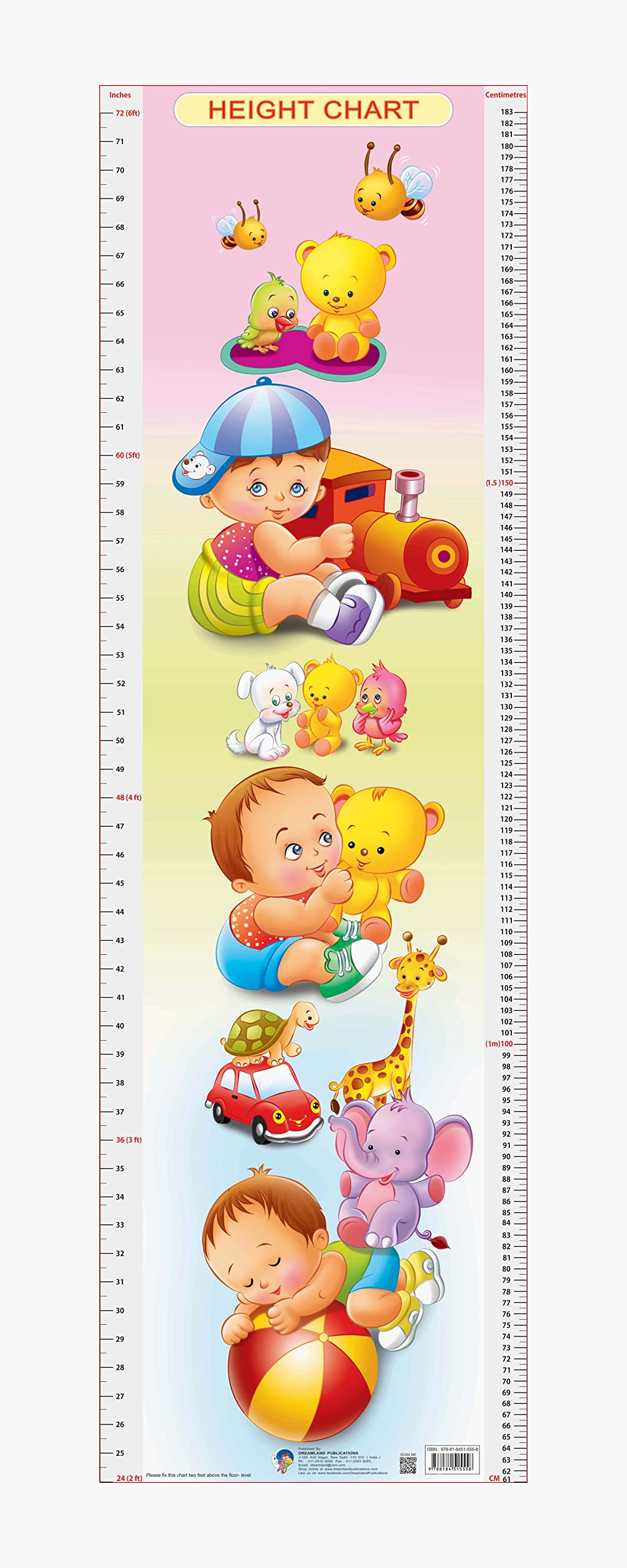 Dreamland Publications Educational Chart for Kids - Height Chart - 5