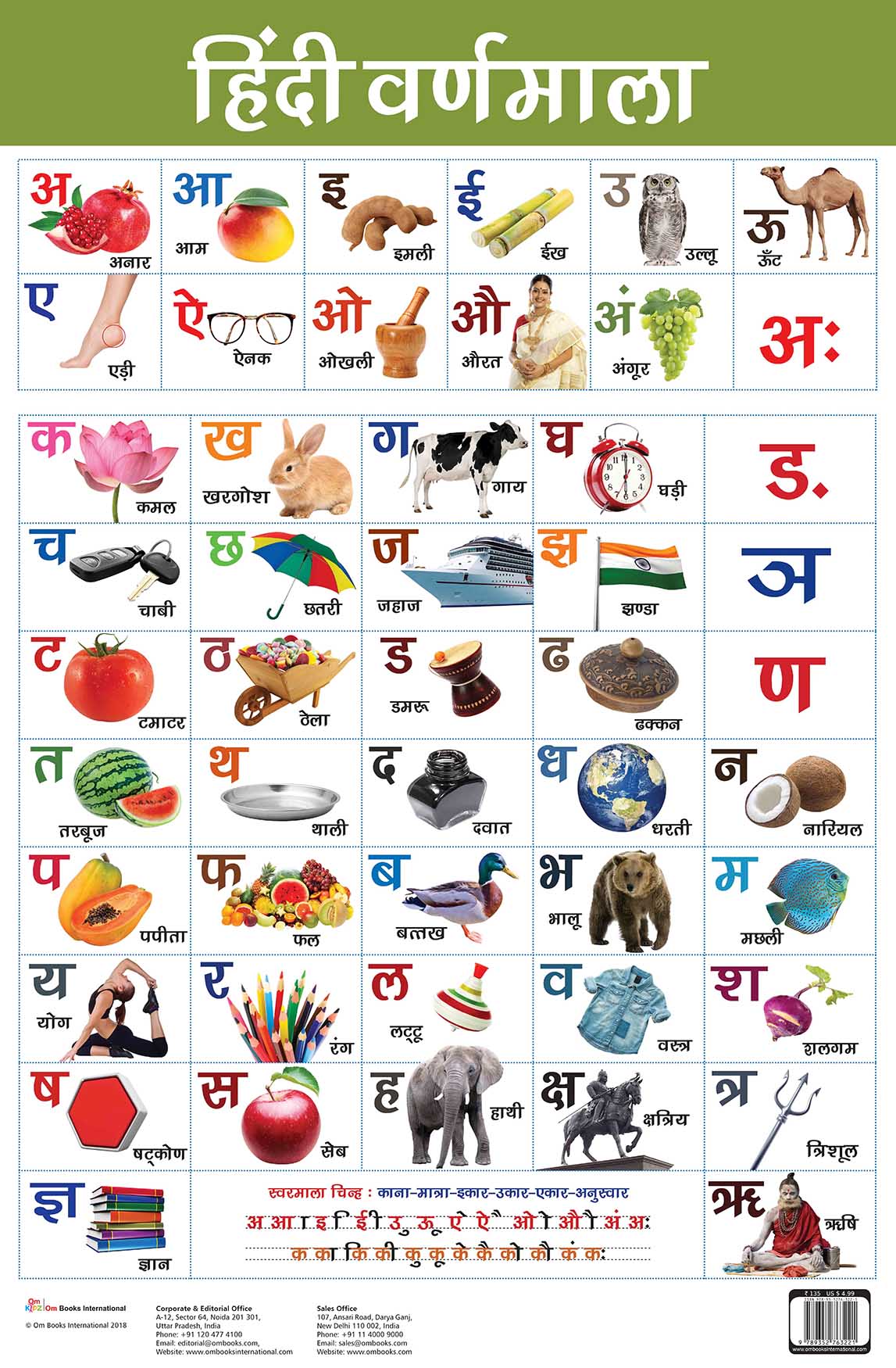Hindi Varnmala : Charts - Om Books 