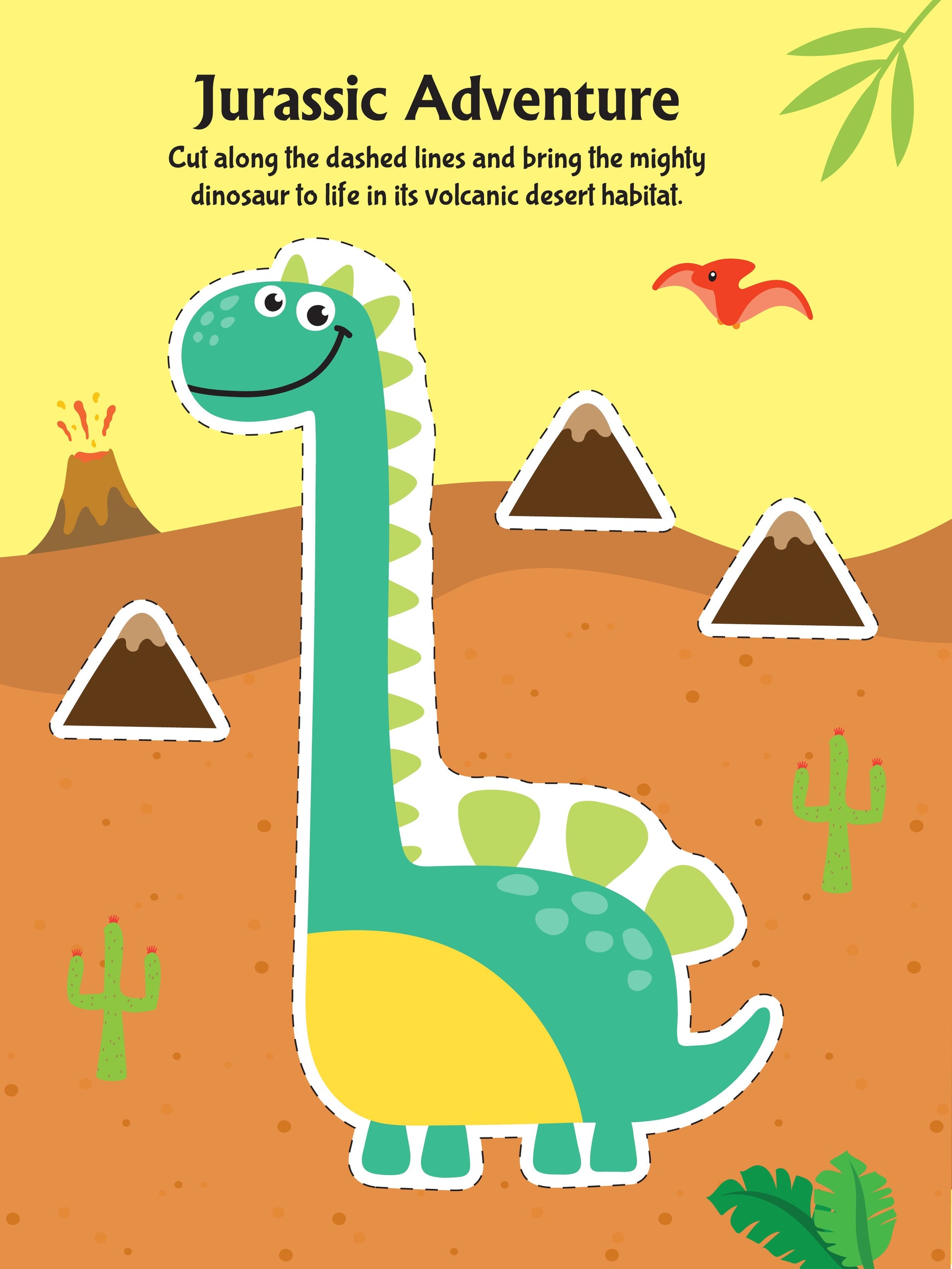 Dreamland Publications Daring Dino Scissors Skills Activity Book for Kids Age 4 - 7 years | With Child- Safe Scissors, Games and Mask