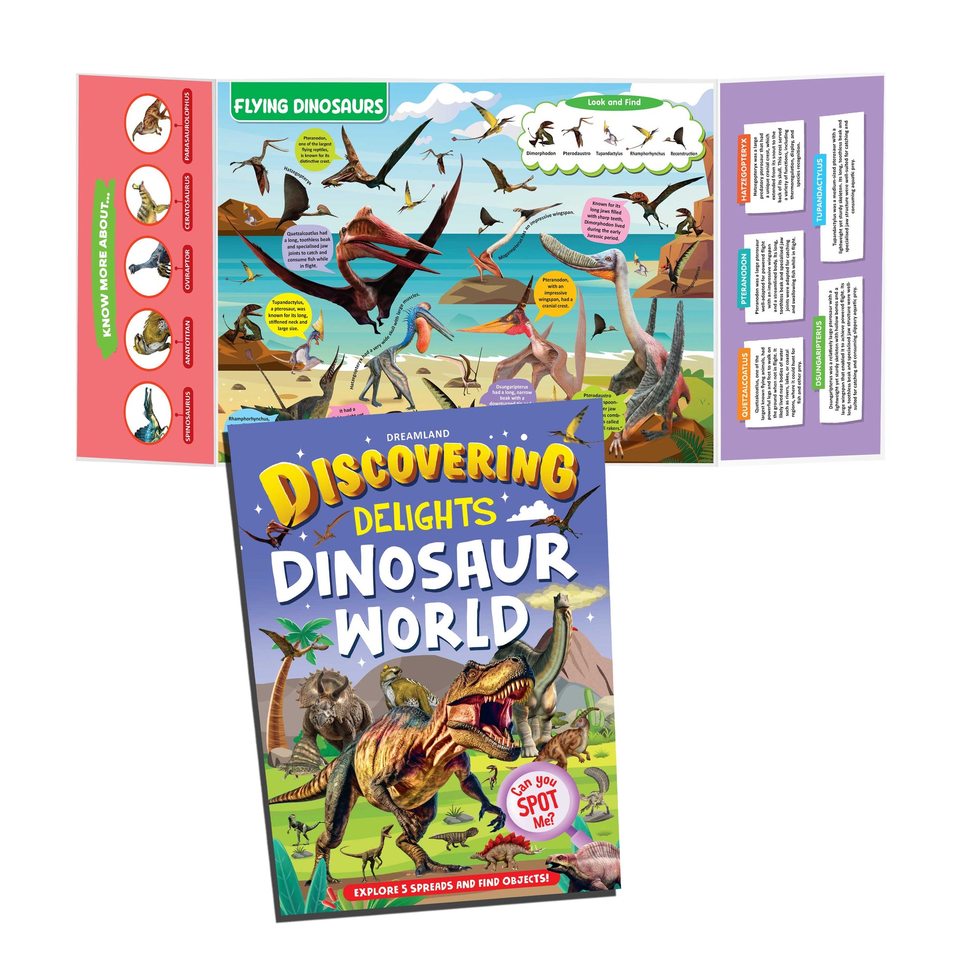 Dreamland Publications Dinosaur World Discovering Delights Flap Book for Kids Age 4 - 10 years