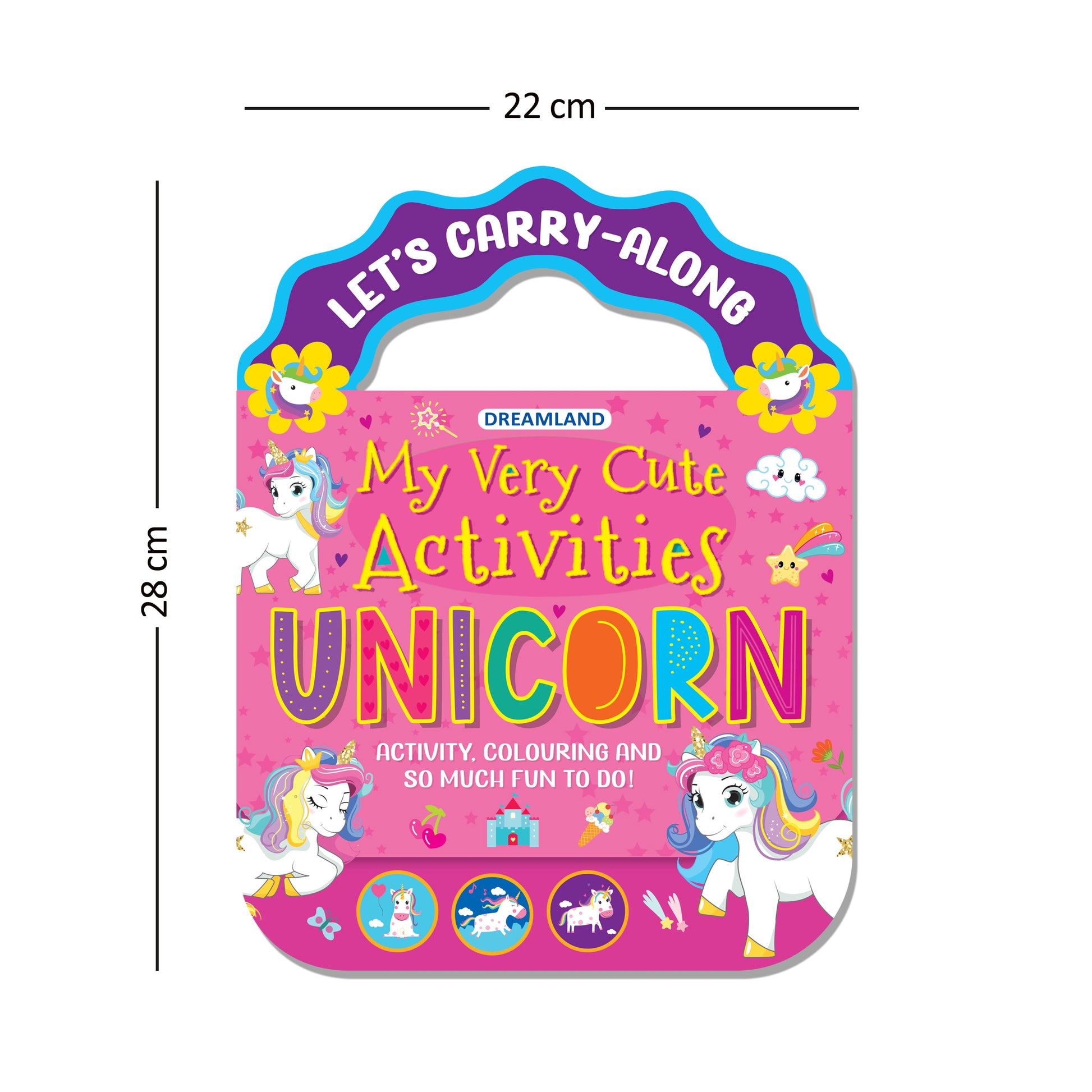 Dreamland Publications Unicorn- Let's Carry-Along Activity, Colouring Book for Kids Age 3 -8 years (My Very Cute Activities Series)