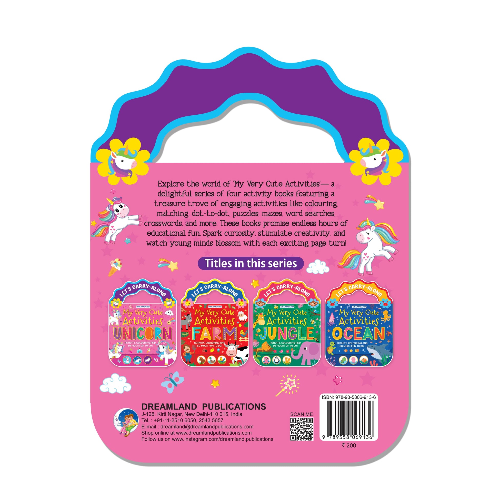 Dreamland Publications Unicorn- Let's Carry-Along Activity, Colouring Book for Kids Age 3 -8 years (My Very Cute Activities Series)