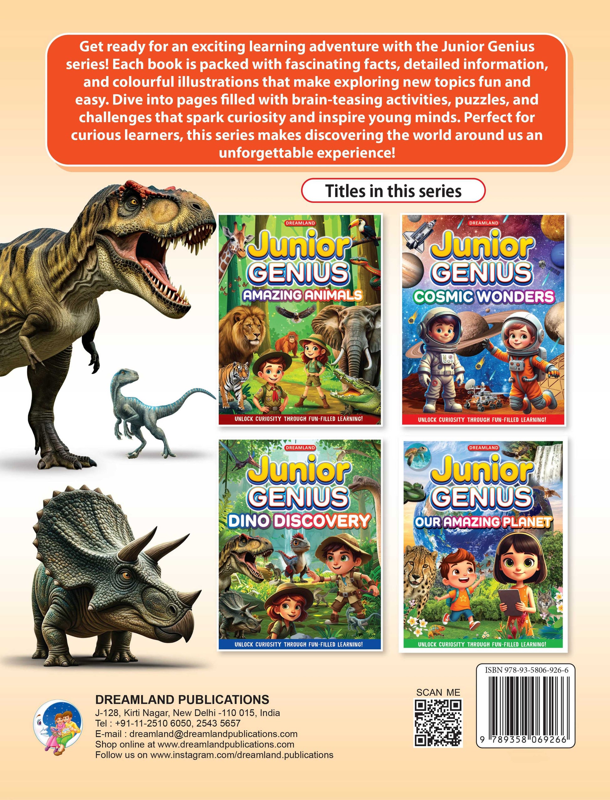 Dreamland Publications Junior Genius: Dino Discovery – A Fun-Filled Learning Book for Kids Age 7+ | Explore the World of Dinosaurs with Facts, Games, Puzzles