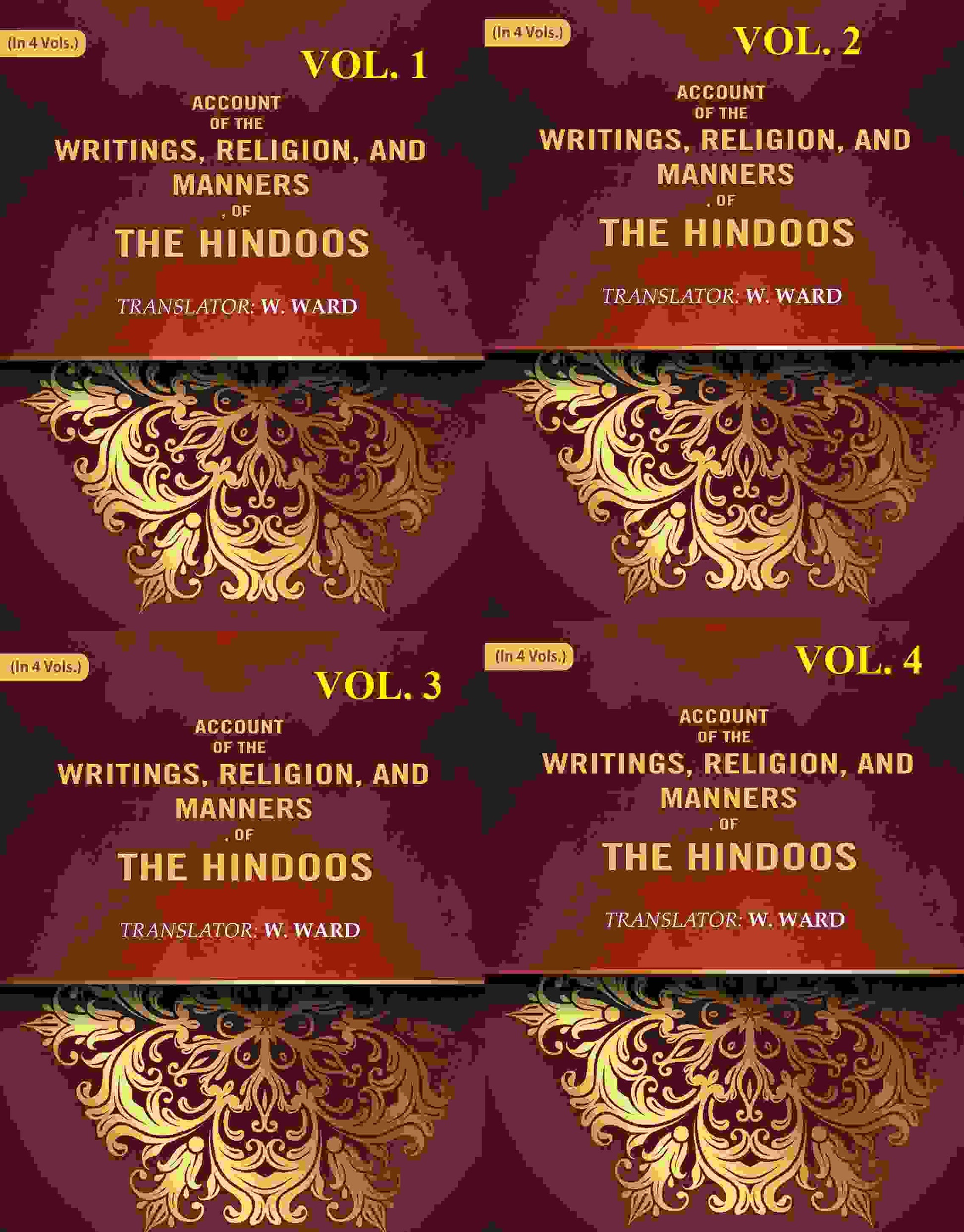 Account of the Writings, Religion, and Manners, of the Hindoos 4 Vols. Set - Gyan Books 