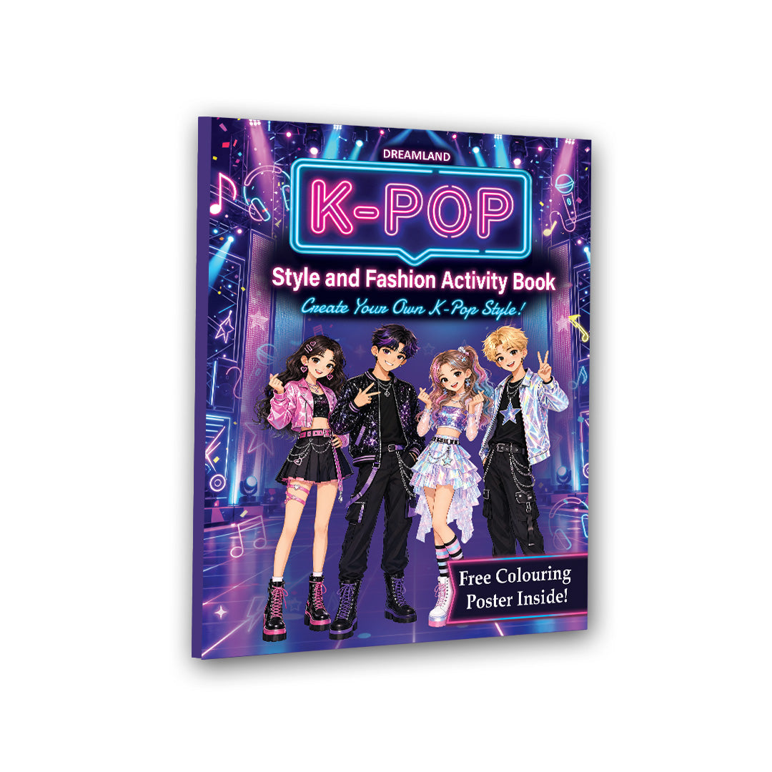 Dreamland Publications K- POP Style and Fashion Activity Book for Kids Age 8–12 years- Design Trendy Outfits, Create Idol Looks, Color Fashion Pages, Solve Puzzles & Have Fun!
