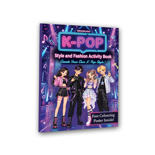 Dreamland Publications K- POP Style and Fashion Activity Book for Kids Age 8–12 years- Design Trendy Outfits, Create Idol Looks, Color Fashion Pages, Solve Puzzles & Have Fun!