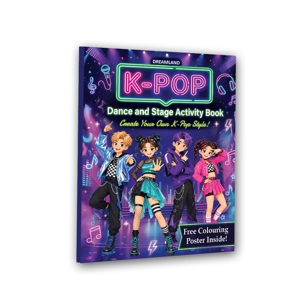 Dreamland Publications K- POP Dance and Stage Activity Book for Kids Age 8–12 years -Design Outfits, Learn Dance Moves, Create Concert Stages, Solve Puzzles & Become a K-Pop Star!