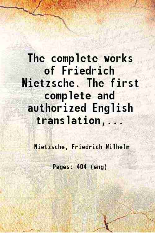 The complete works of Friedrich Nietzsche:The first complete and authorized English translation - Gyan Books  Grab2Buy Gyan Books Grab2Buy