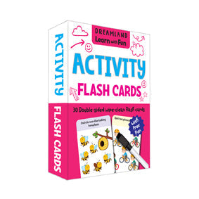 Dreamland Publications Flash Cards Activity - 30 Double Sided Wipe Clean Flash Cards for Kids (With Free Pen)