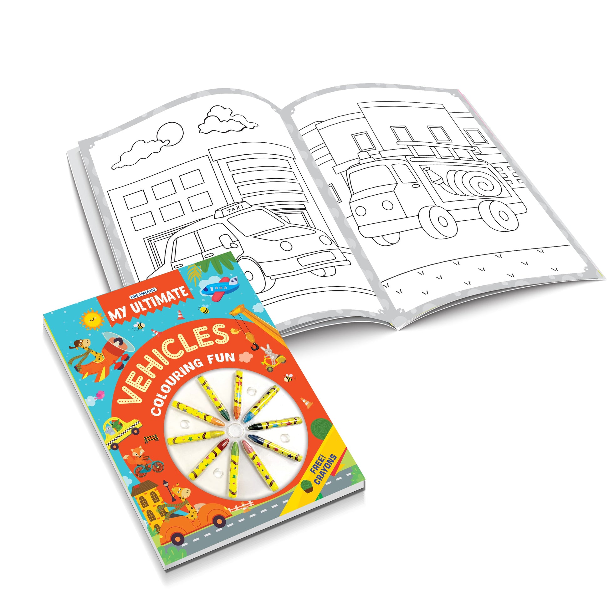 Dreamland Publications My Ultimate Vehicles Colouring Fun Book with Free Crayons : Children's Colouring Book
