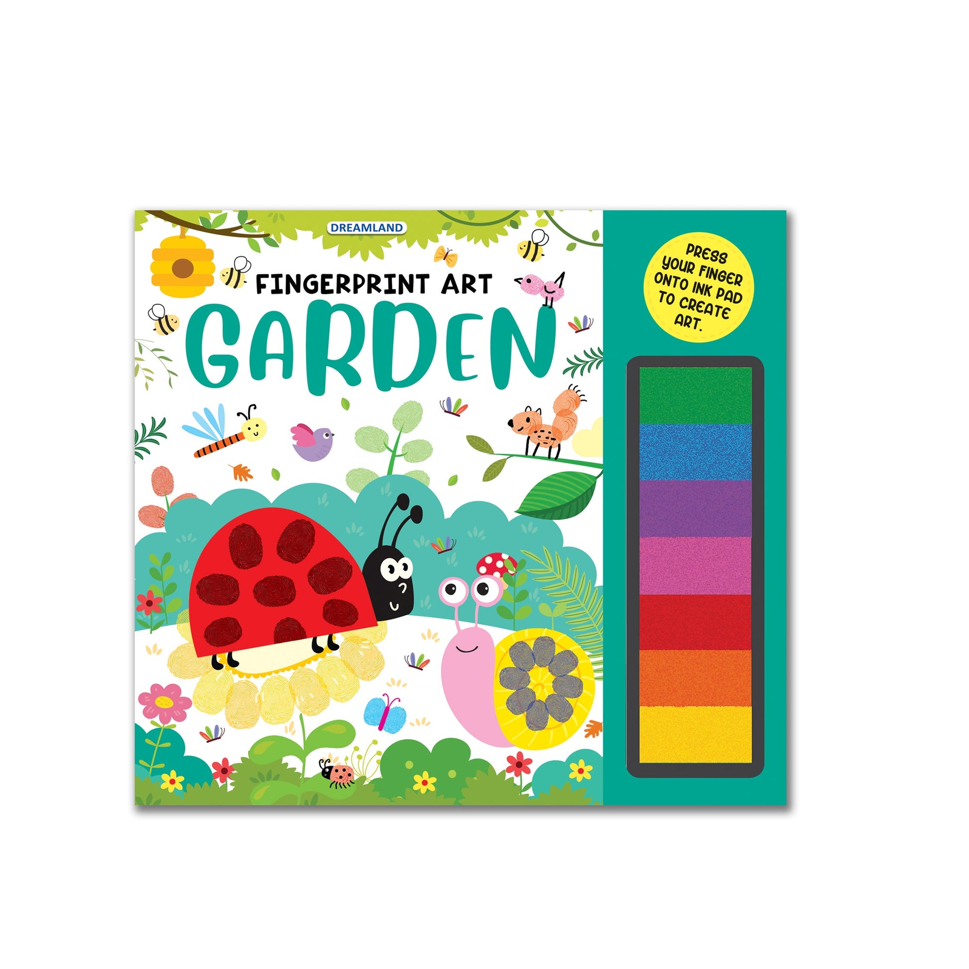 Dreamland Publications Fingerprint Art Activity Book for Children - Garden with Thumbprint Gadget