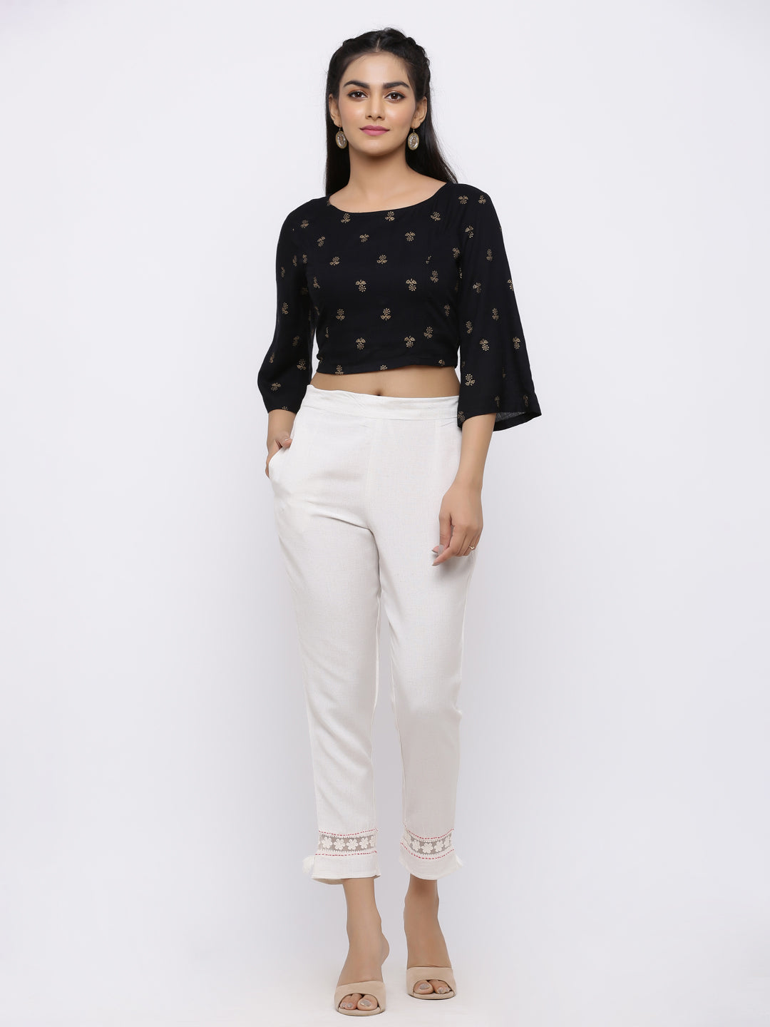 Juniper Women White Rayon Flex Solid Slim Fit Pant/Slim Pant 