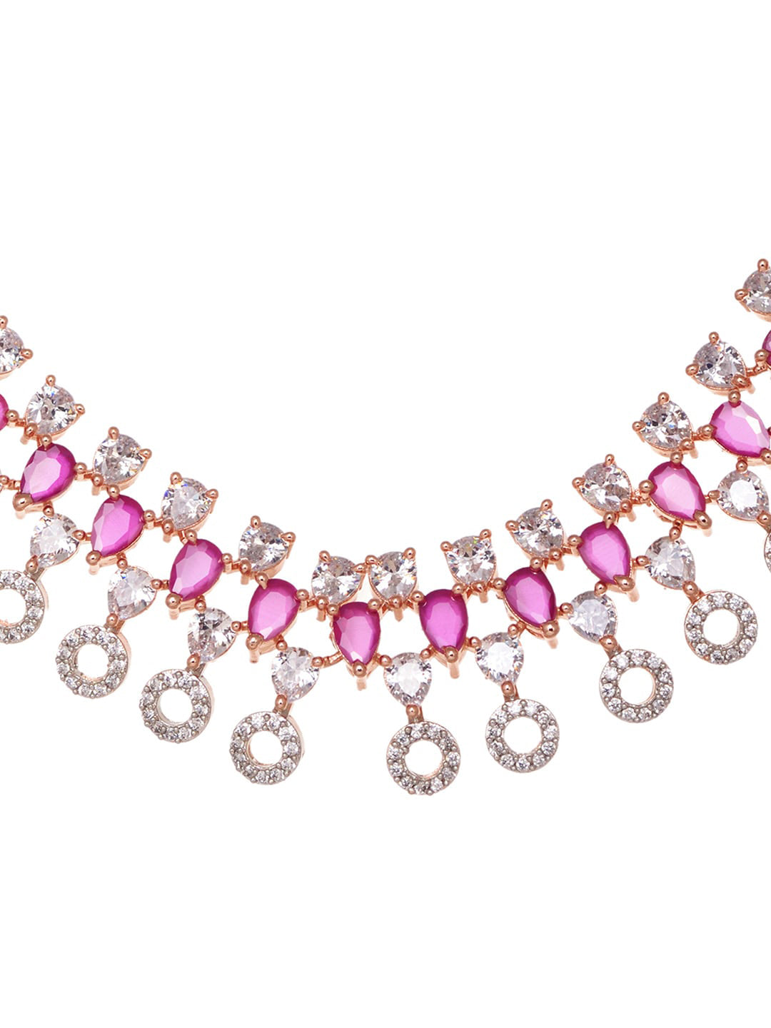 Saraf RS Jewellery Rose Gold-Plated Red AD-Studded Jewellery Set - Grab2buy