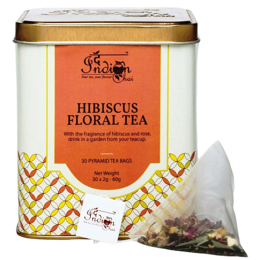 The Indian Chai - Hibiscus Blossom Tea 30 Pyramid Tea Bags 