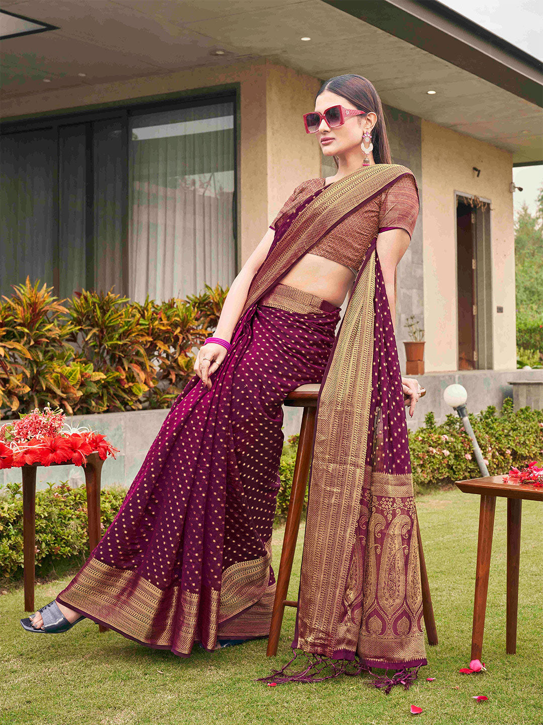 Tikhi Imli Embellished Zari Art Silk Grab2Buy 