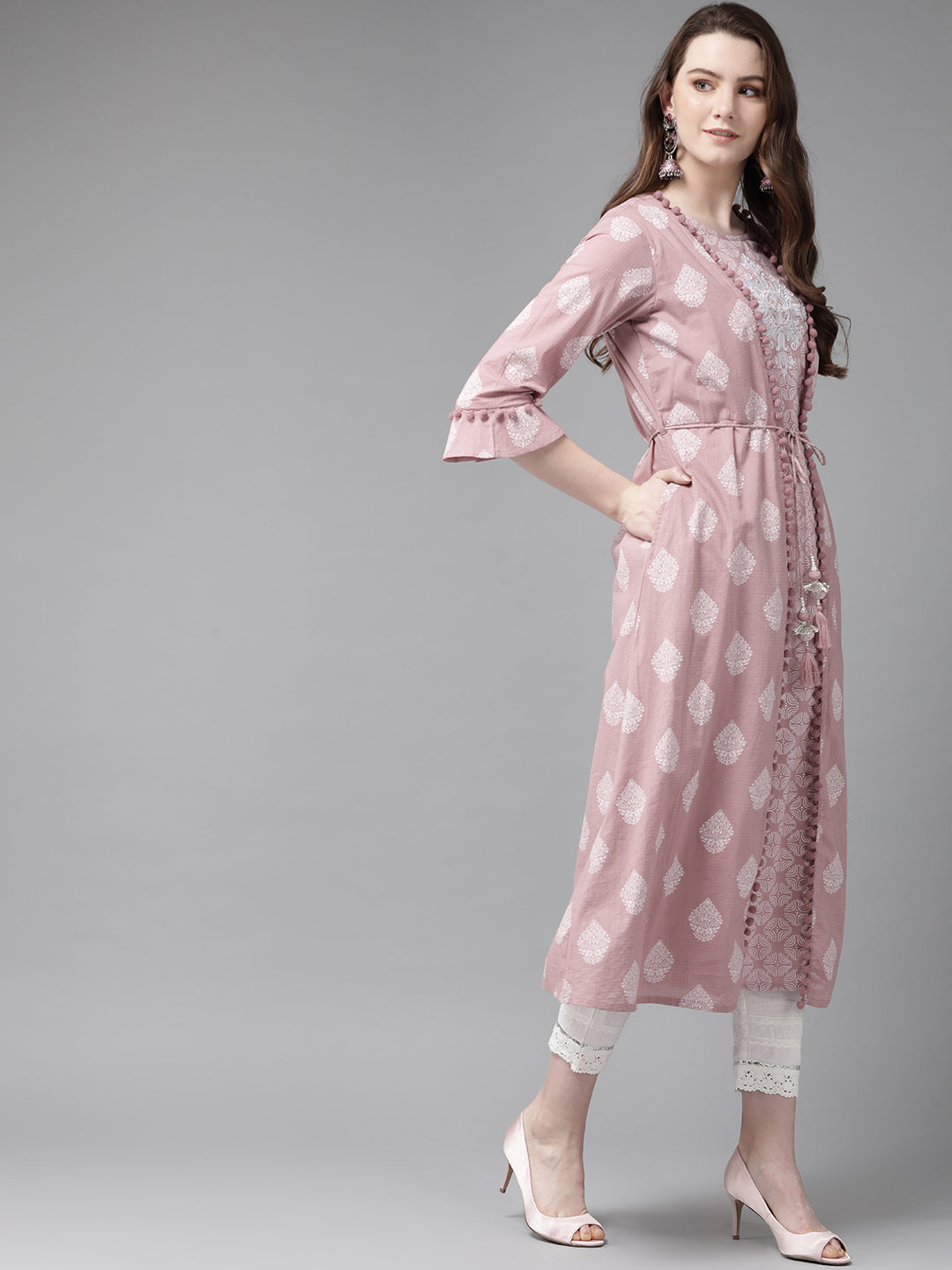 Juniper Womens Pink Cambric Double Layered Kurta