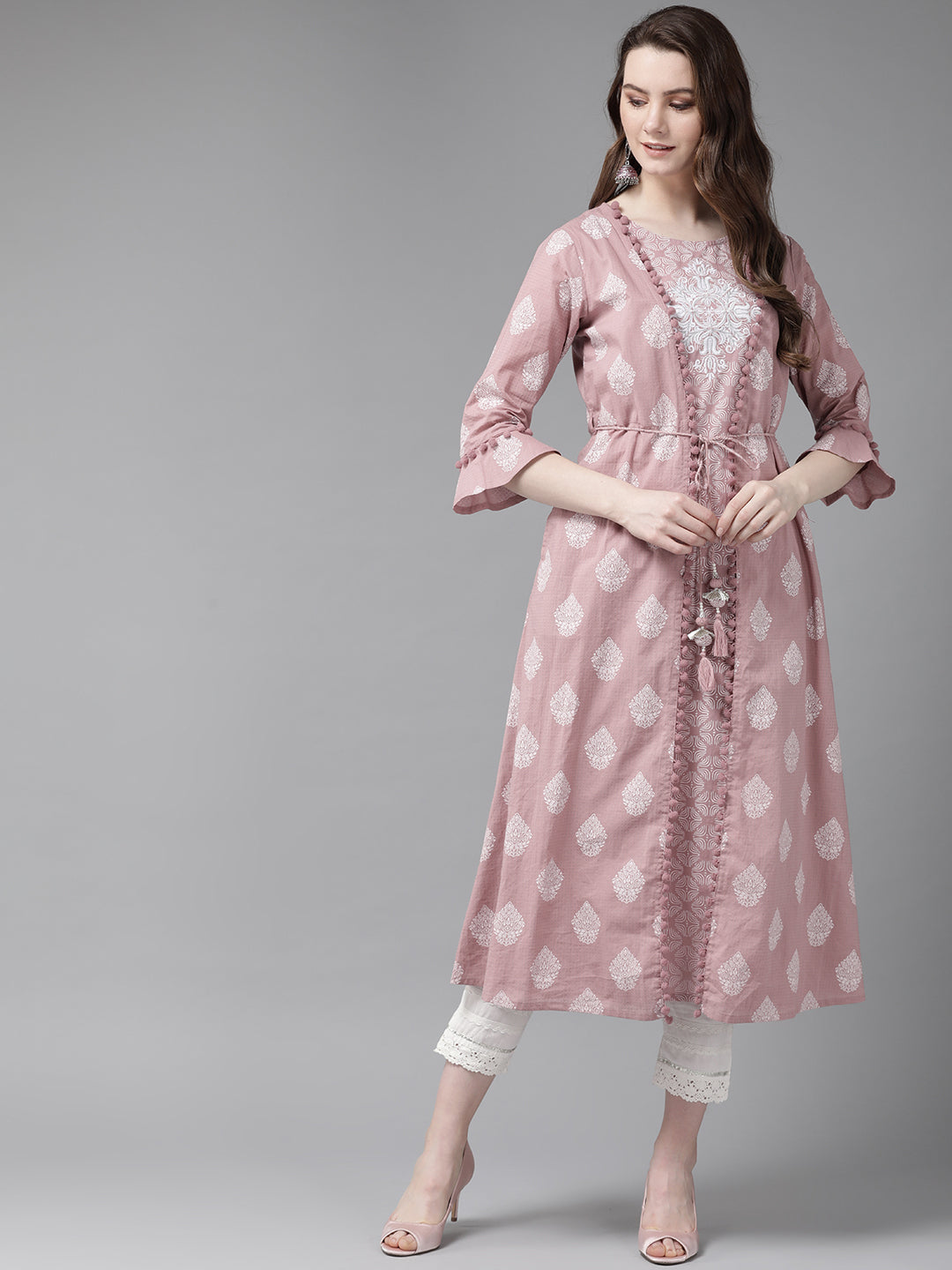 Juniper Womens Pink Cambric Double Layered Kurta