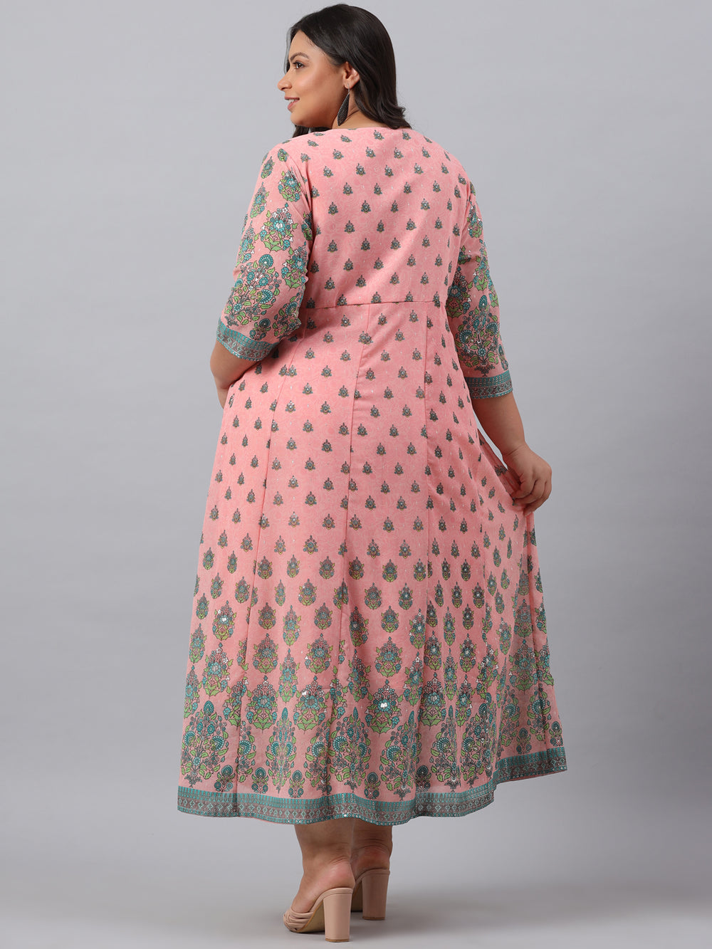 Juniper Women`s Pink Georgette Printed Flared Dress