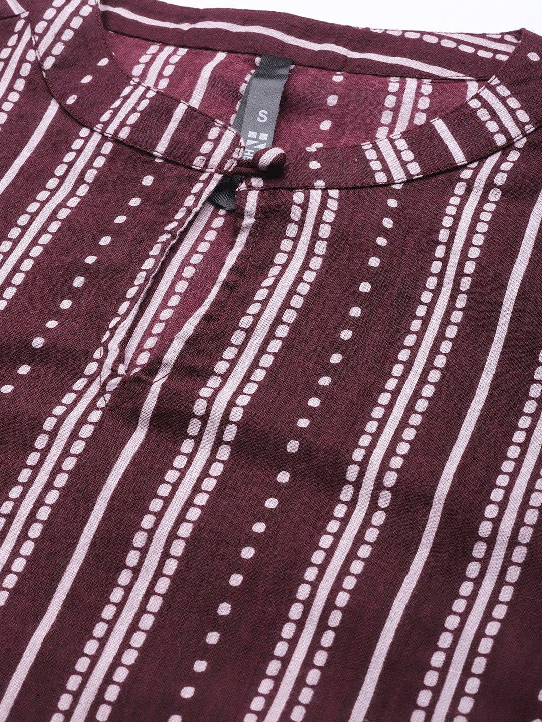 HERE&NOW Women Burgundy & White Printed Kurta