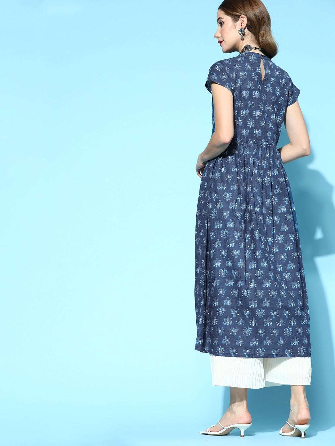HERE&NOW Stunning Blue Cotton Kurta