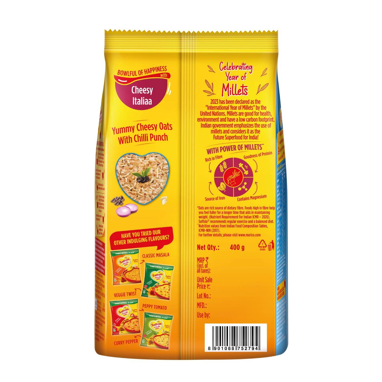 Saffola Cheesy Italian Masala Oats - Grab2buy