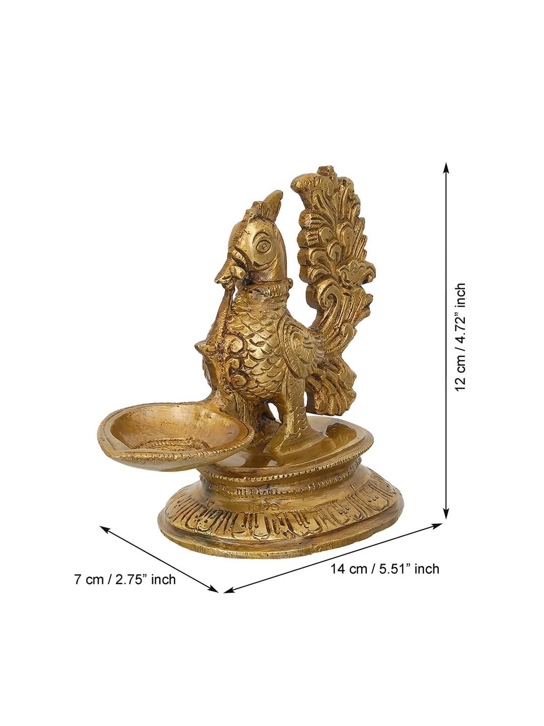 Grab2Buy Gold-Toned Peacock Brass Diya Stand 