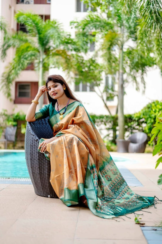 Aastha Fashion Mustard Woven Soft Silk Saree with Blouse - Grab2buy