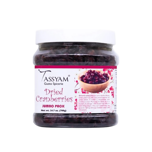 Tassyam Organics Premium Imported Dried Cranberries - Jar