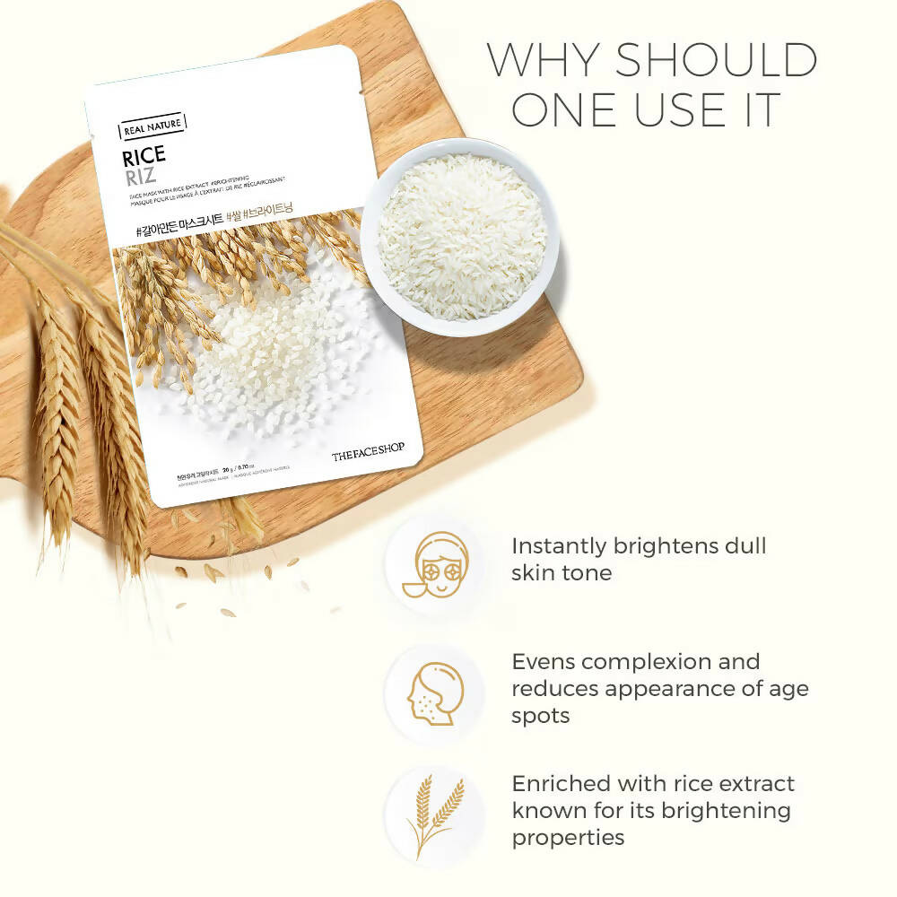 The Face Shop Real Nature Rice Face Mask - Korean Skincare 