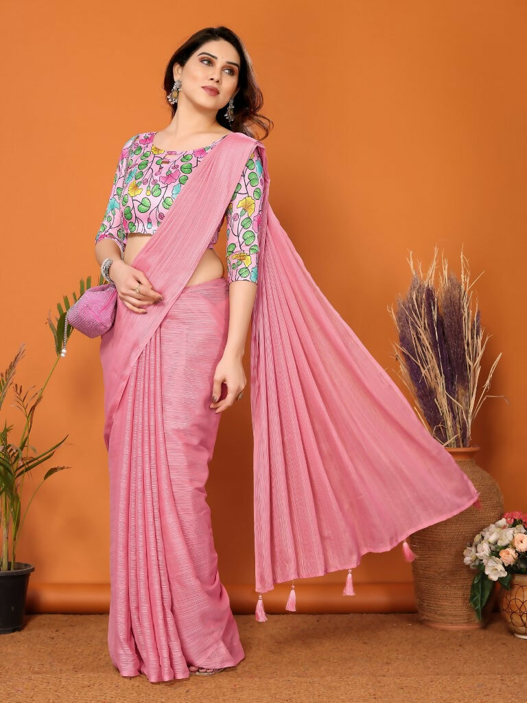 Partywear Designer Rose Polyester Zari Fancy Saree - Starwalk