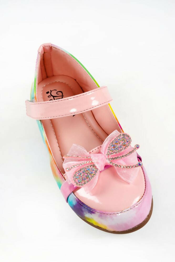 Tiny Bugs Girls Party Wear Velcro Ballerinas - Pink  Grab2Buy Tiny Bugs Grab2Buy