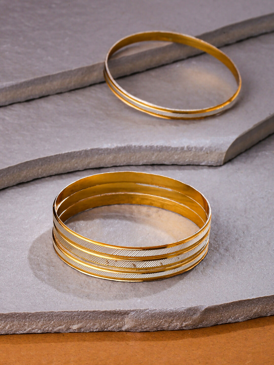 NVR Women's Set of 4 Gold-Polished Traditional Bangles