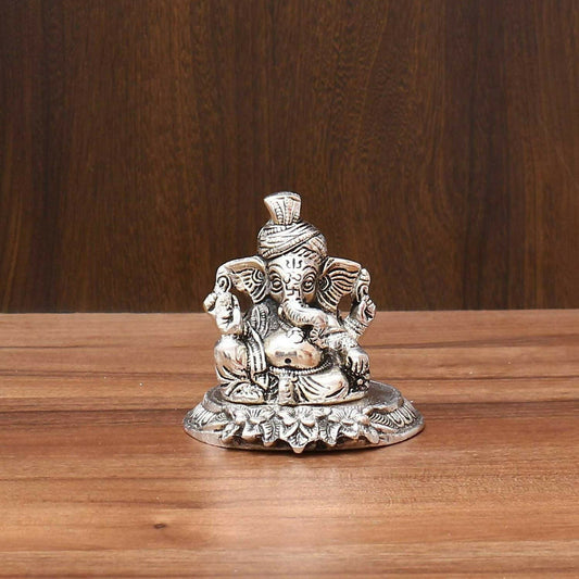 International Gift Silver Plated Pagdi Ganesh God Idol - Grab2buy