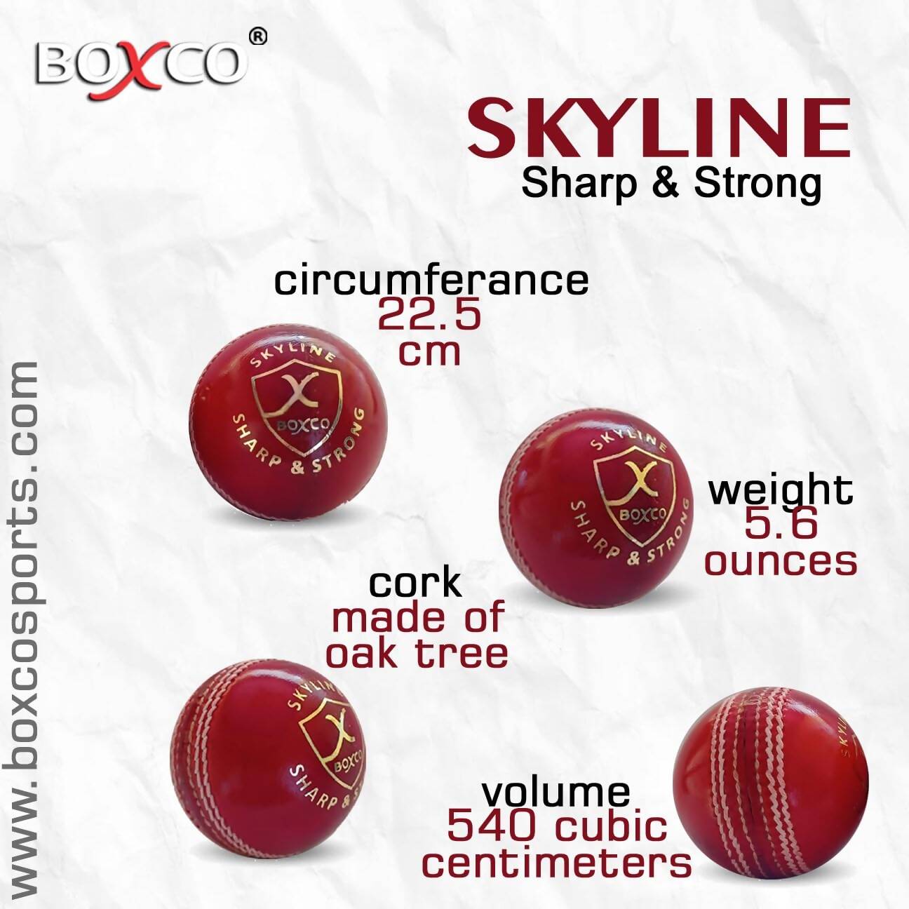 Boxco Skyline Hand Stiched Four Piece Cricket Leather Ball (Pack of 6) 
