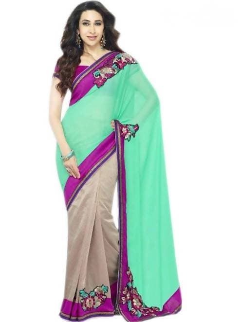Vamika Karishma Kapoor Cyan & Cream Designer Grab2Buy  Grab2Buy Vamika Grab2Buy