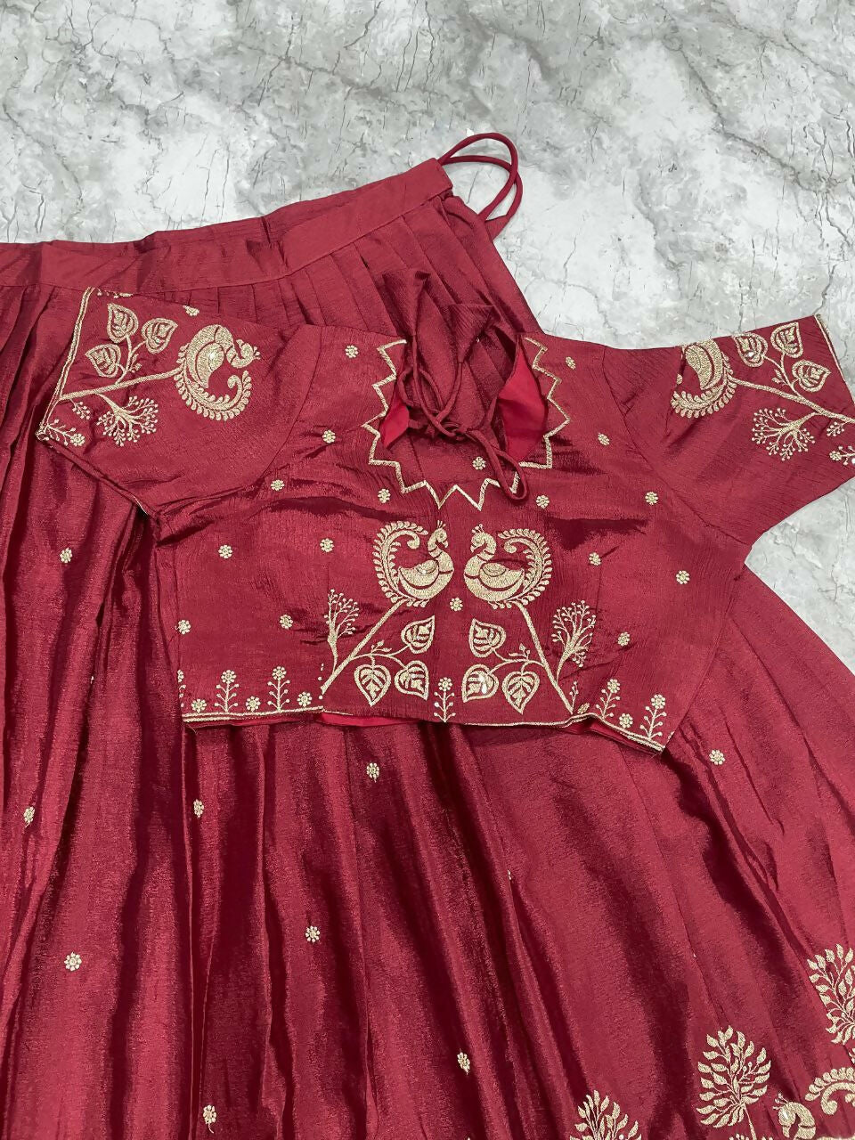 Teeya Creation New Womens Beautiful Fully Stitched Designer Lehenga Choli With Embroidered Dupatta - Maroon