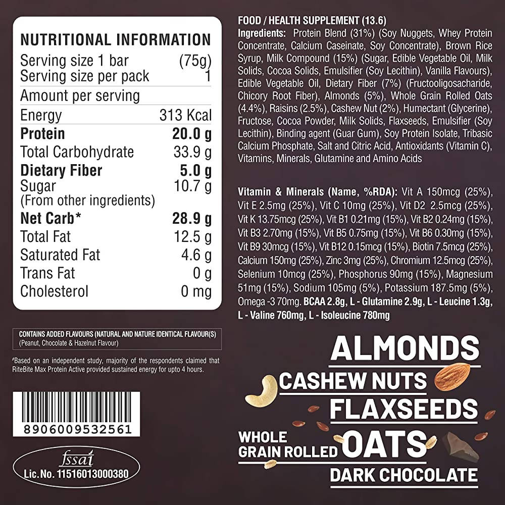 RiteBite Max Protein Active Choco Fudge Bar - Grab2buy