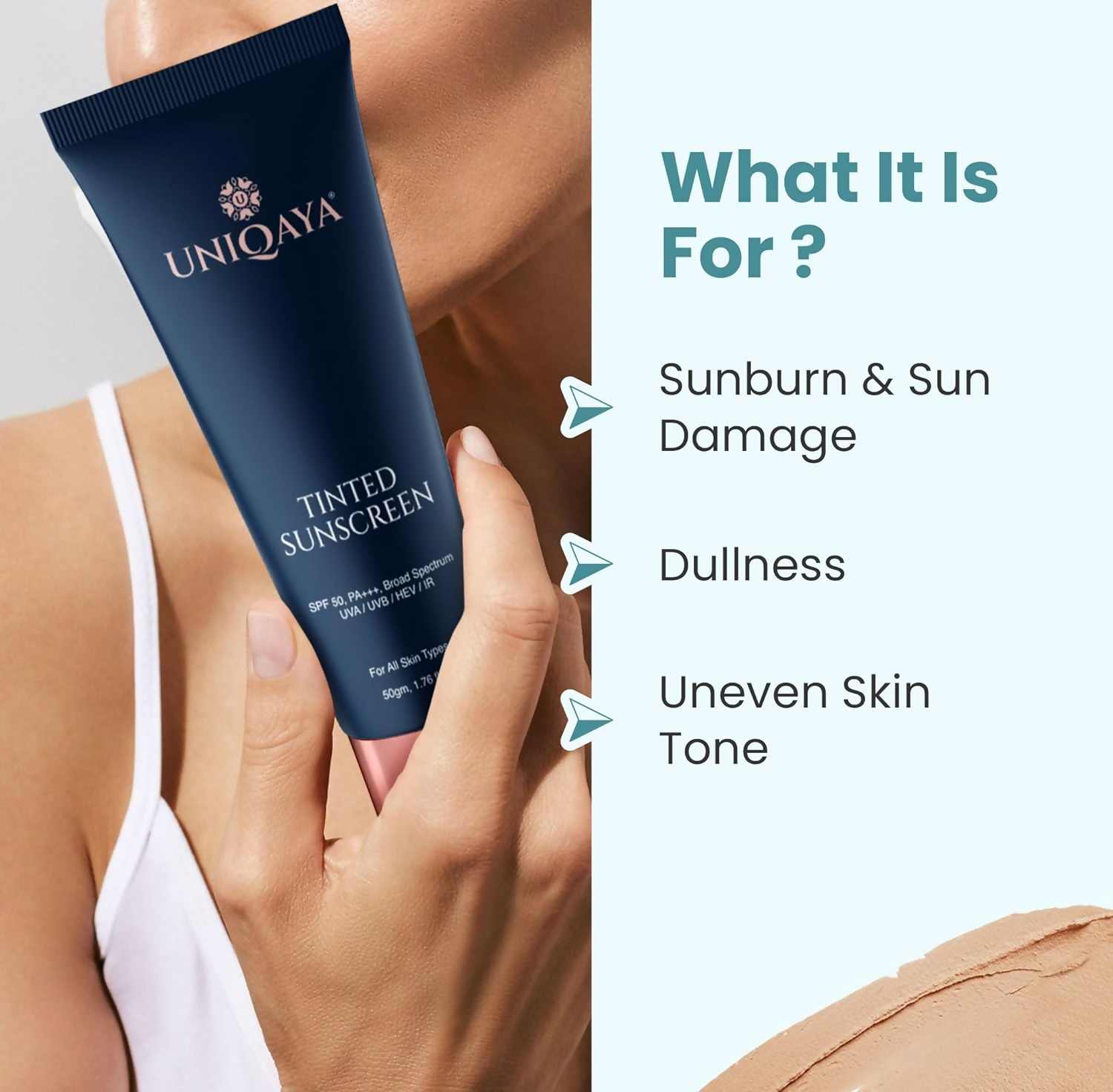 Uniqaya Tinted Sunscreen Spf 50 PA+++|Tinted Sunscreen  Grab2Buy Uniqaya Grab2Buy