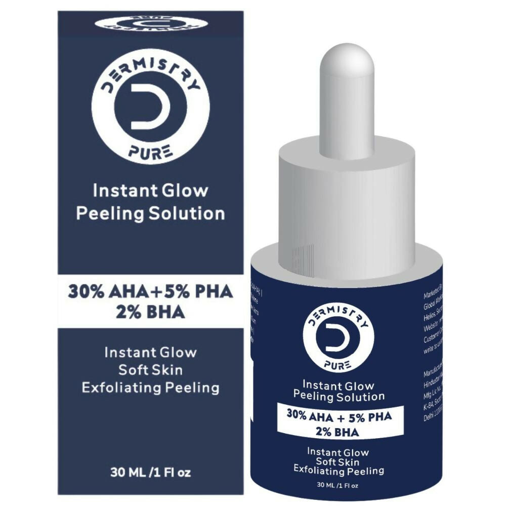Dermistry Pure 30% AHA 5% PHA 2% BHA Peeling Exfoliating Solution Instant Bright Glow Fairness Serum 