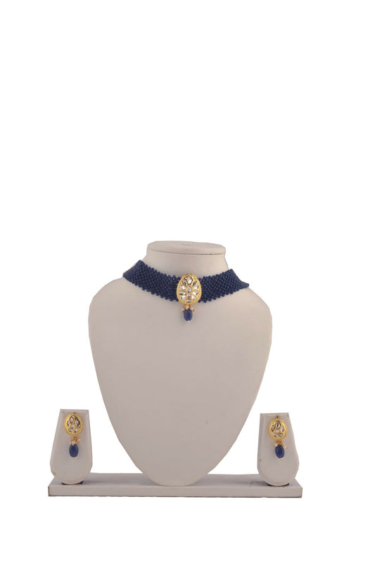 Joban Fashion Women Golden White Blue Necklace Set 