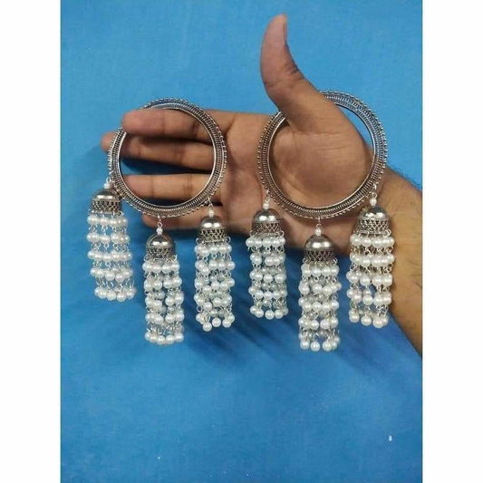 Stylish And Trendy White Pearl Hanging Bangles