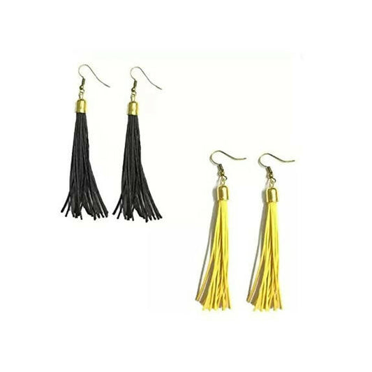 Tiaraa Black & Yellow Tassel 2 Combo Earring Set - Grab2buy