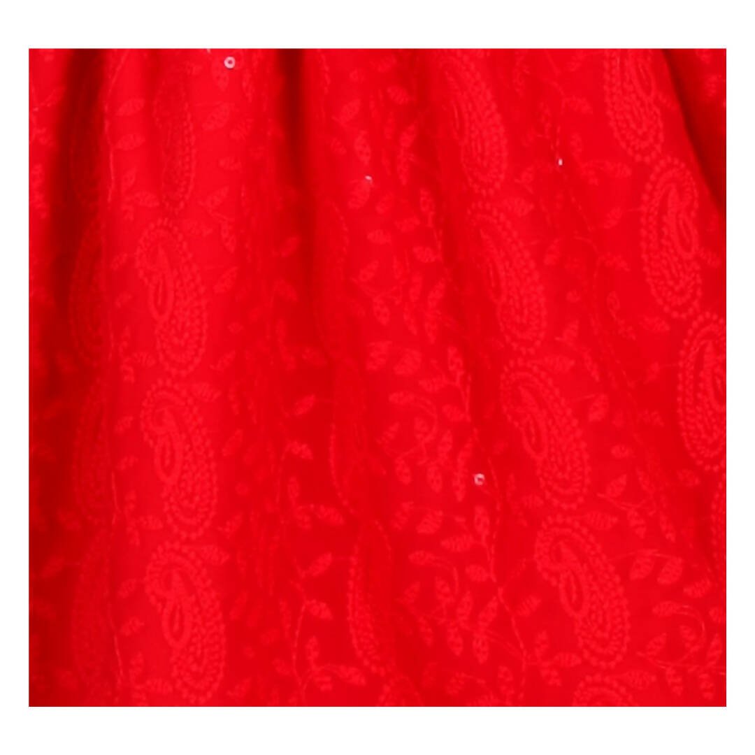 Akarshan viscose Lukhnowi Chikankari Anarkali kurta with Leggings - Red 