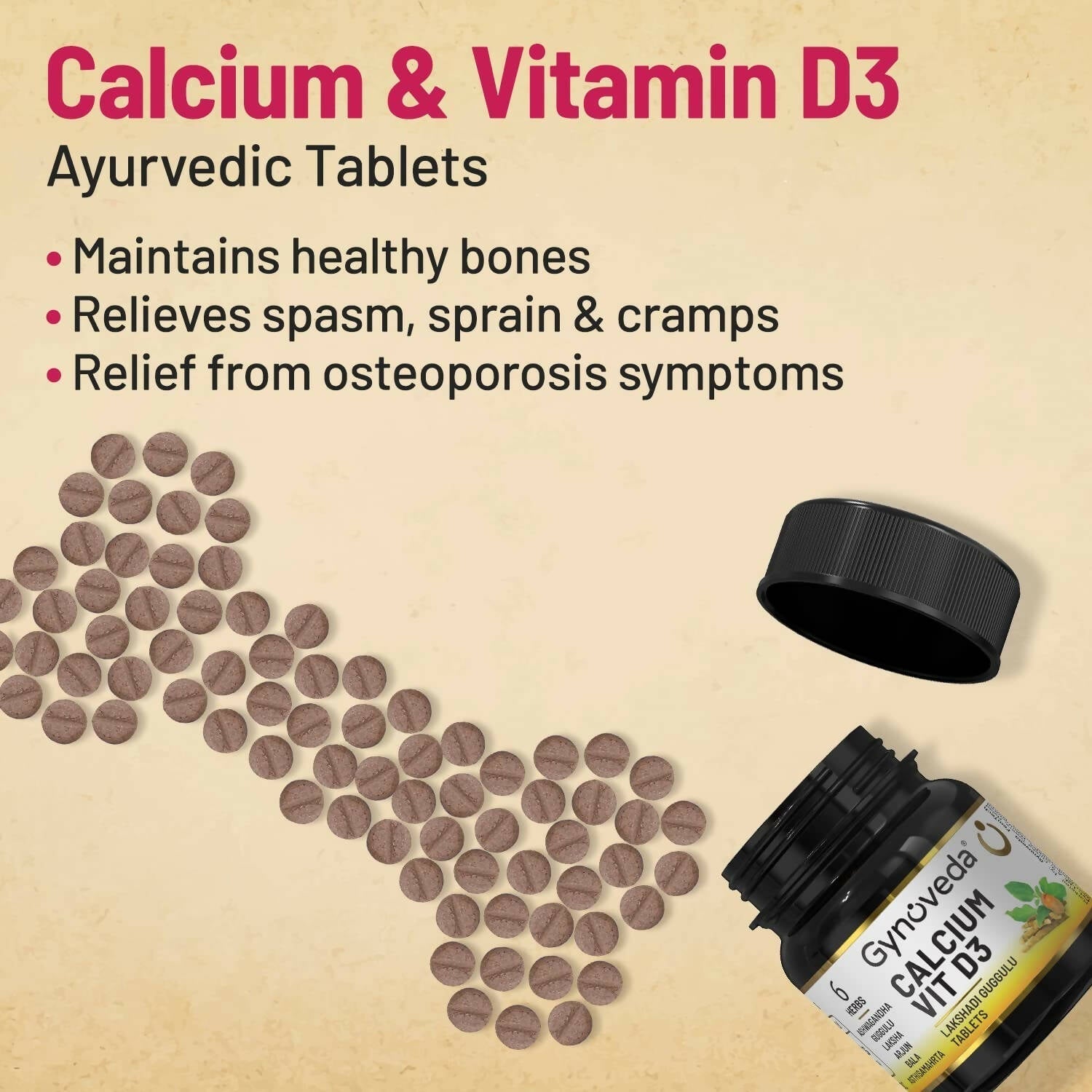 Gynoveda Calcium Vit D3 Tablets & Pain Relief Ointment Combo 