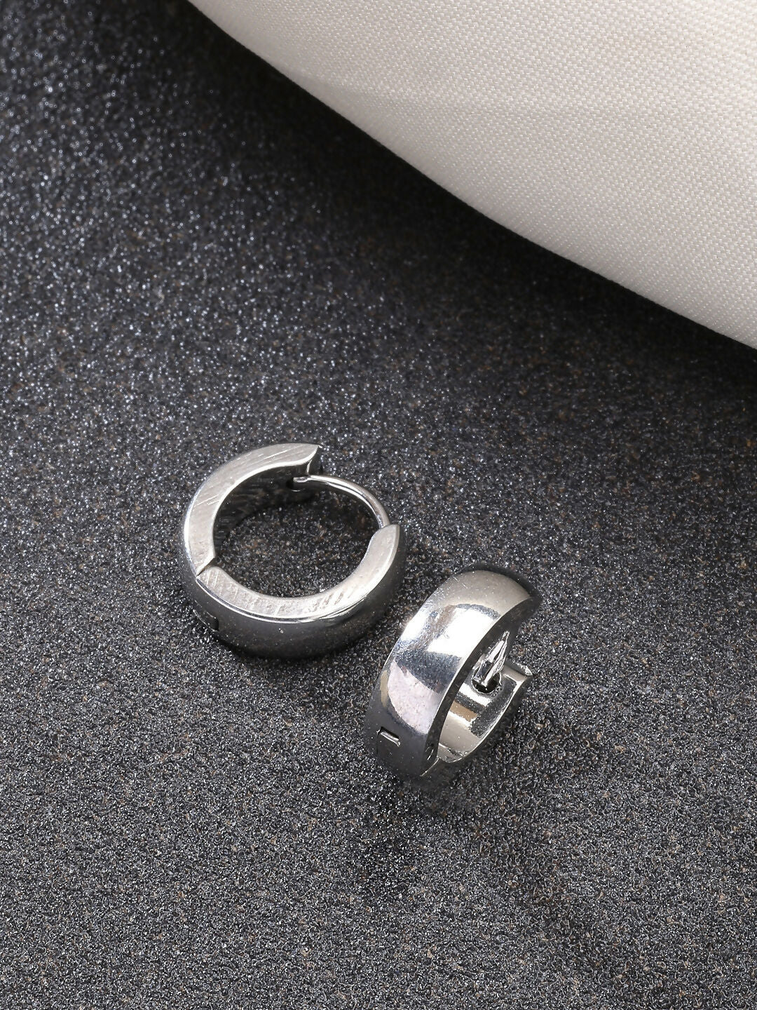 NVR Men's Set of 3 Multicolor Rhodium-Plated Stainless Steel Hoop Earrings - Grab2buy