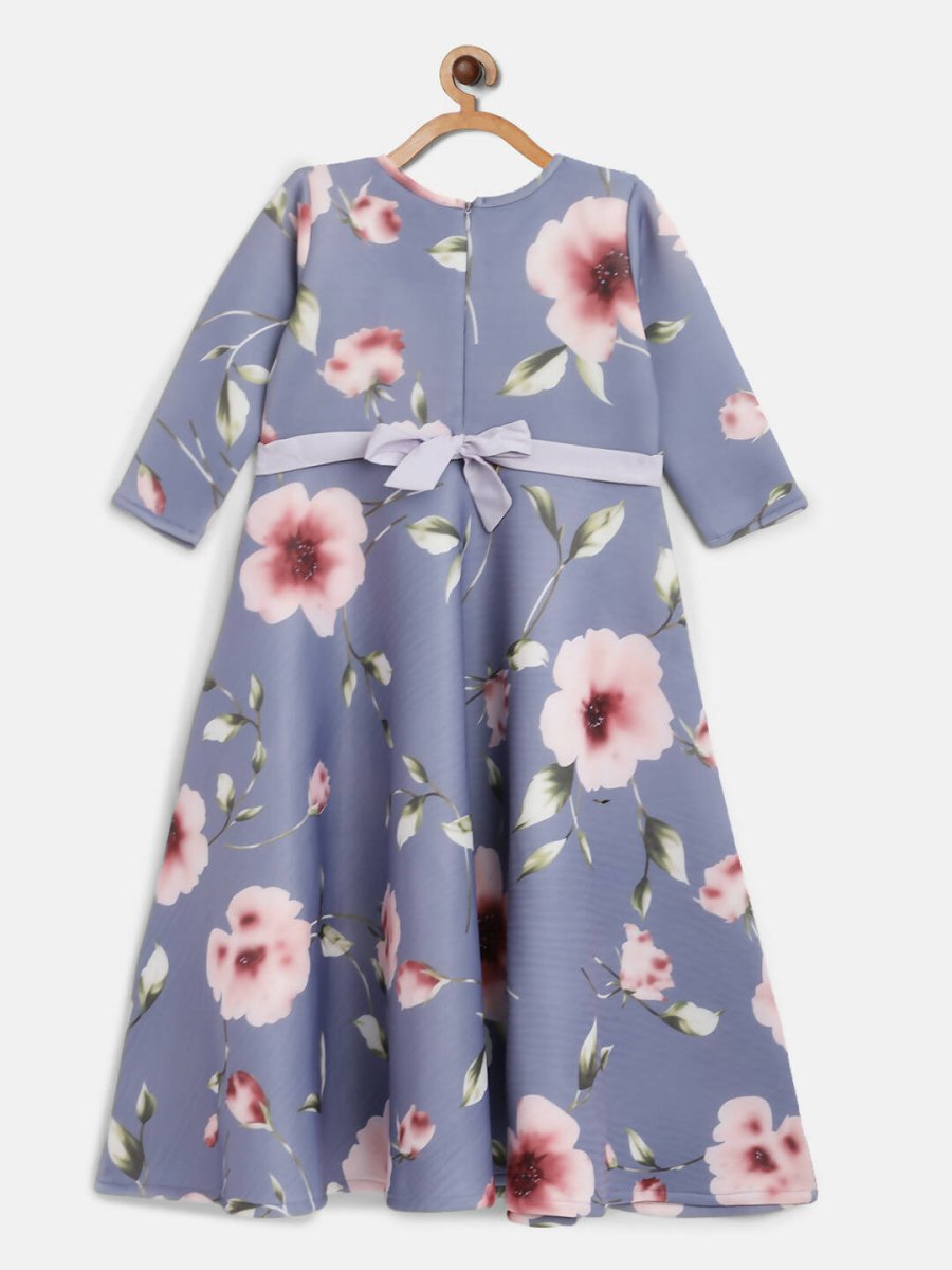 Ahalyaa Light Blue Digital Print Floral Kids Dress For Girls  Grab2Buy Ahalyaa Grab2Buy