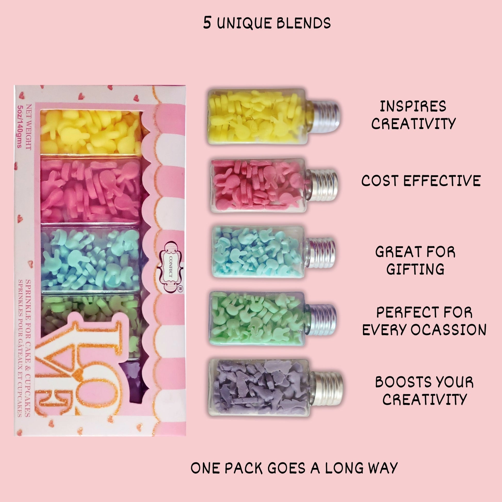 Confect Easter Sprinkles Edible | Edible Sprinkles Mix for Baking & Cake Decorative Pack of 5 (EAST 8) - 100Gms
